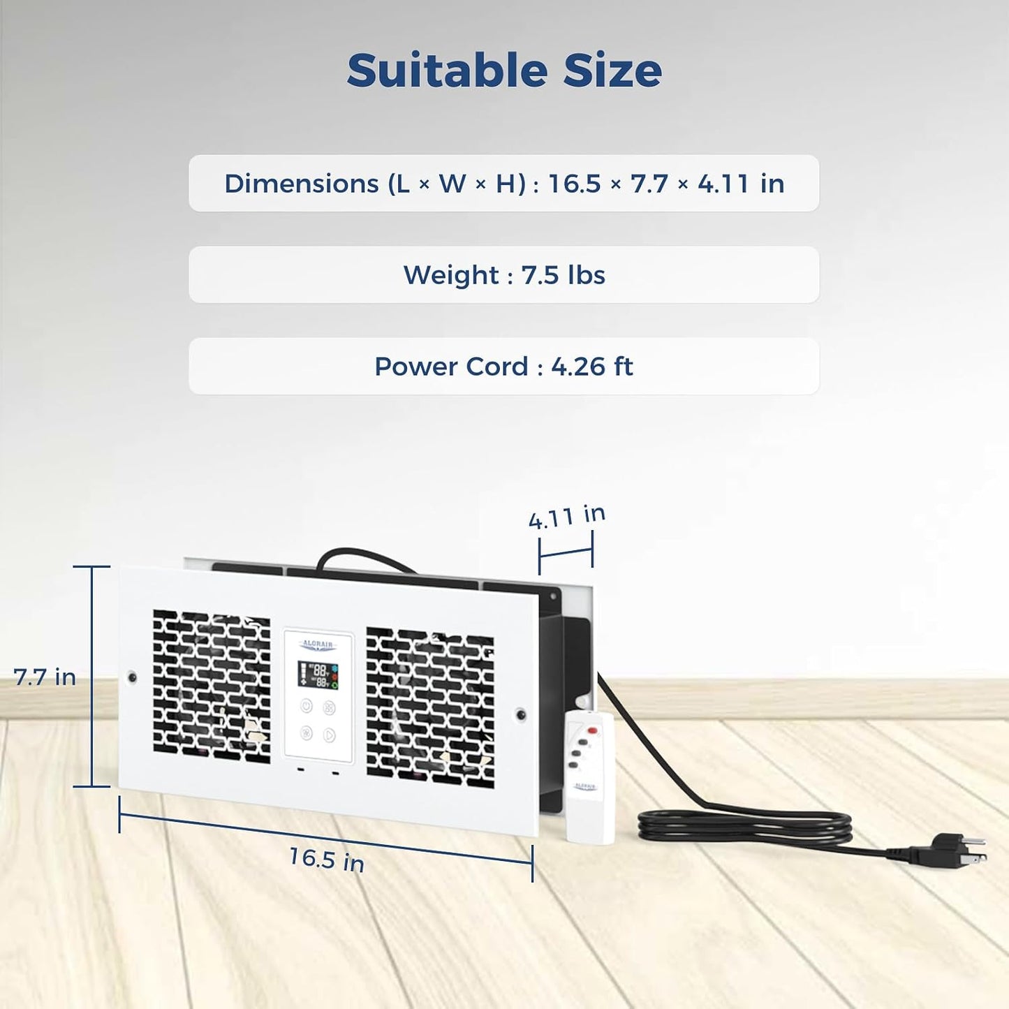 Room to Room Fan with Remote Control, 300CFM with Dual Fans, Temperature Control