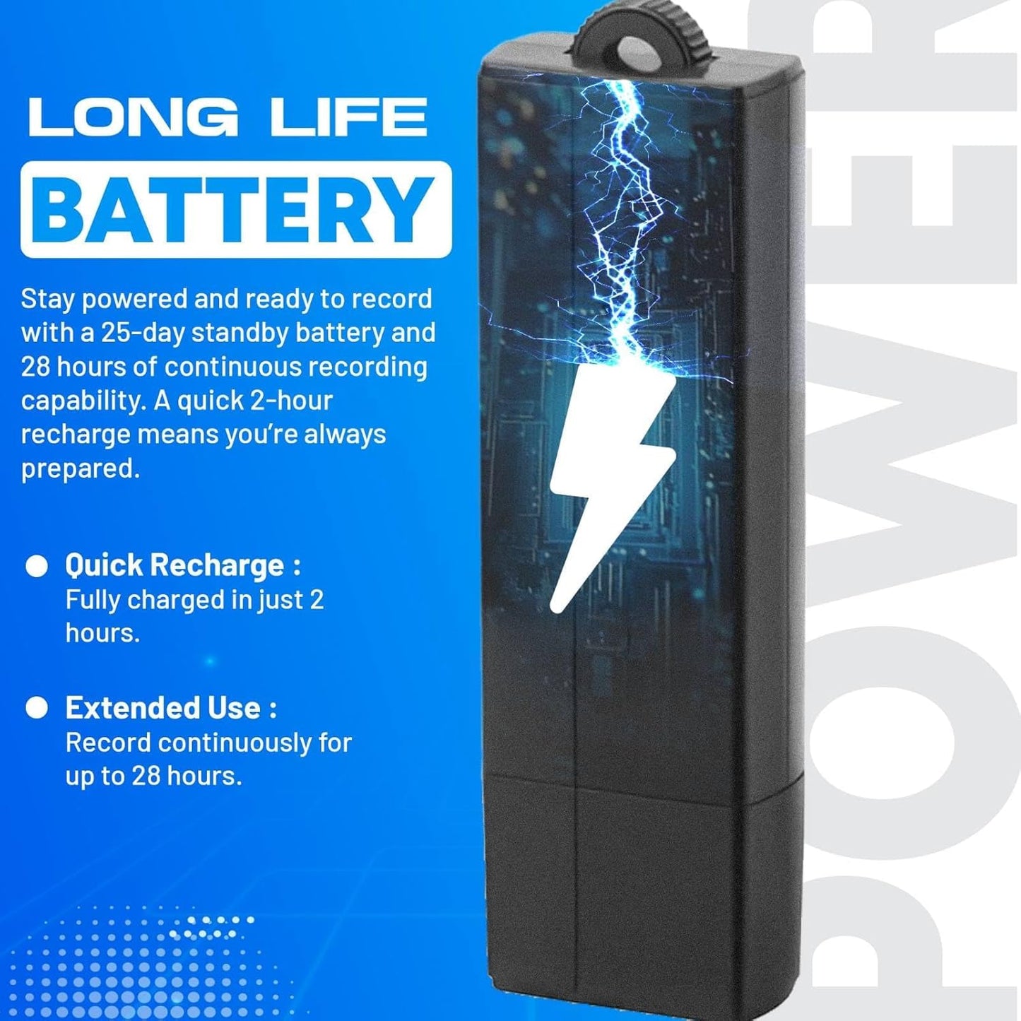USB Audio Recorder 288 Hours, Hands-Free Recording, Long Battery Life, Easy File Transfer, Compact