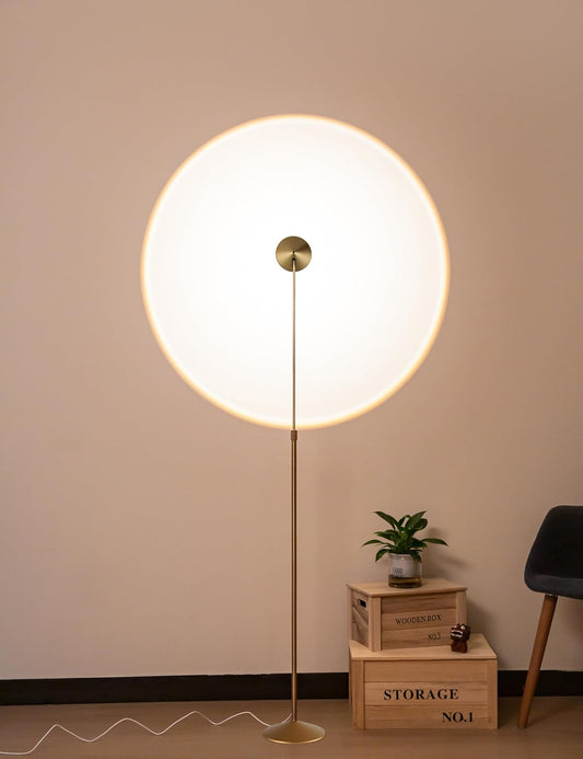 Gold Floor Lamp, Up and Down 15 0degree Rotatable and Adjustable Height, 3-Stage Touch Dimming