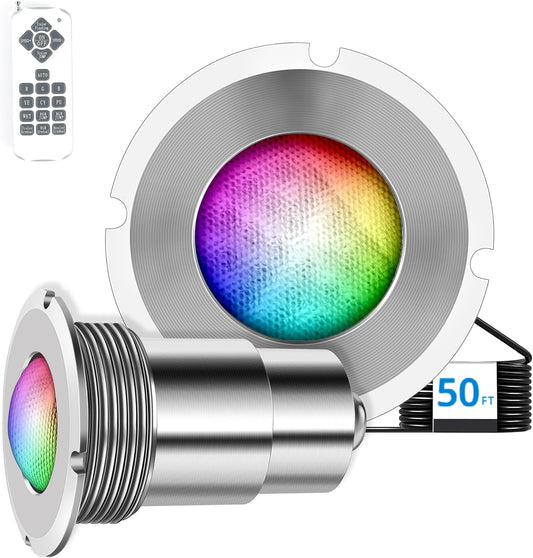 Pool Lights for Inground Pool, 1.5 Inch LED Color Inground Pool and Spa Light, IP68 Waterproof Nicheless