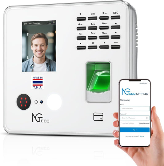 Time Clock Cloud-Based, 4-in-1 Time Clocks for Employees Small Business, 2.4GHz WiFi Remote
