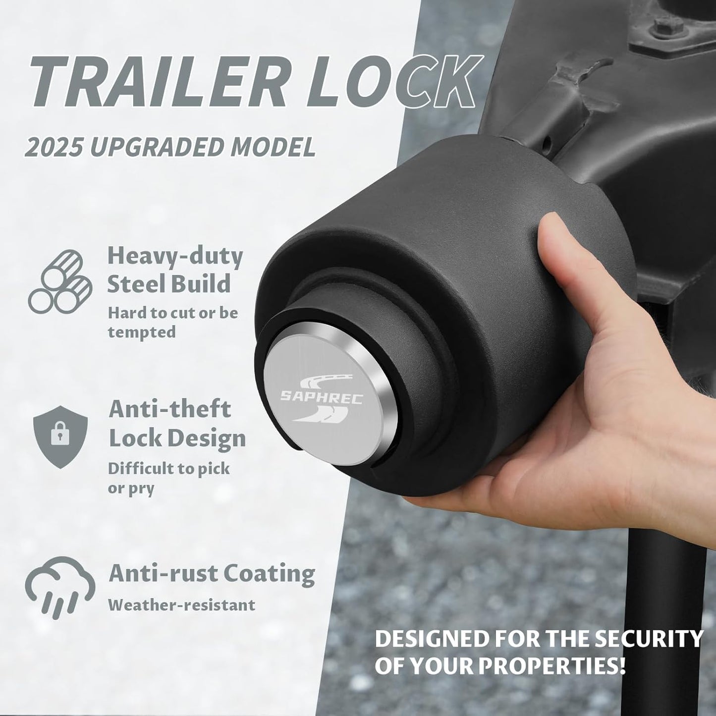Upgraded Trailer Lock, Fits 2-5/16 Inch Coupler Heavy Duty Anti-Theft Trailer Hitch Lock, Model 2025
