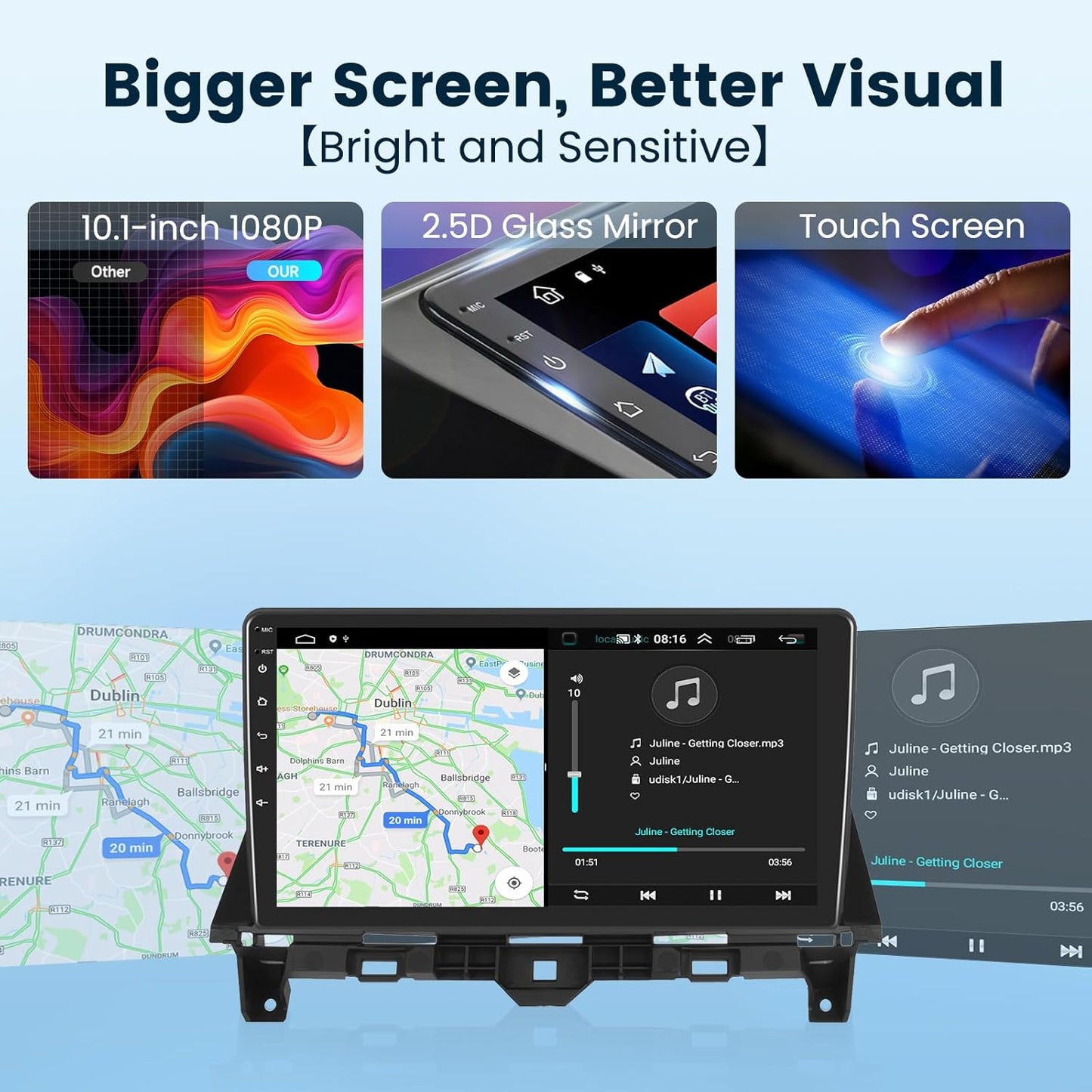 2G+64G Car Stereo Radio for Honda Accord, 2008-2013 with Wireless Carplay Android Auto, 10.1 inch Touch Screen