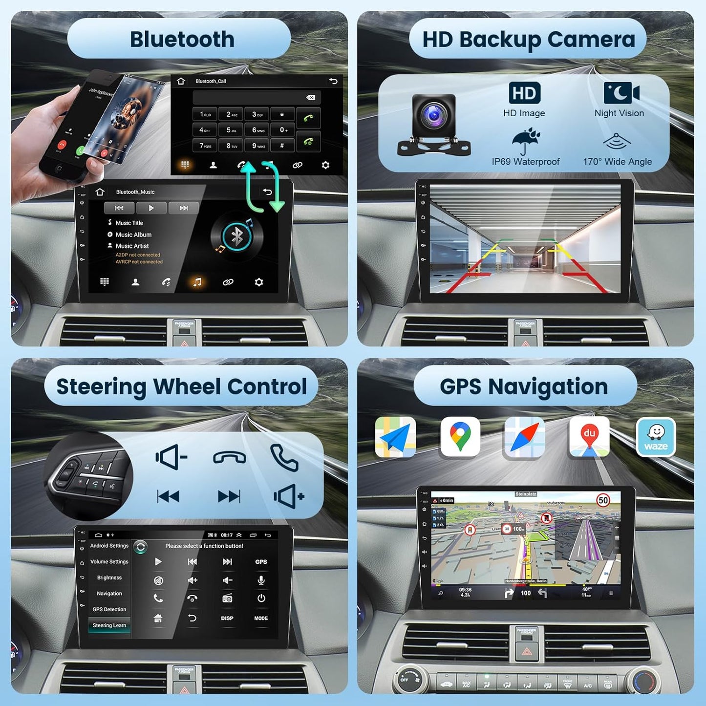 2G+64G Car Stereo Radio for Honda Accord, 2008-2013 with Wireless Carplay Android Auto, 10.1 inch Touch Screen