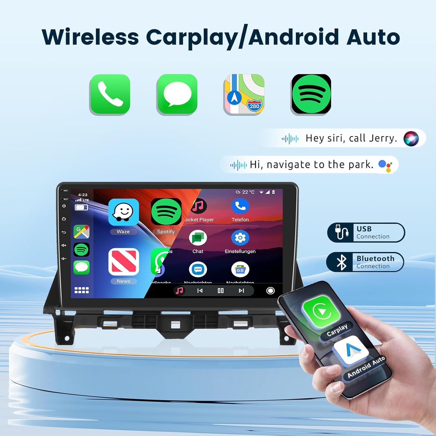 2G+64G Car Stereo Radio for Honda Accord, 2008-2013 with Wireless Carplay Android Auto, 10.1 inch Touch Screen