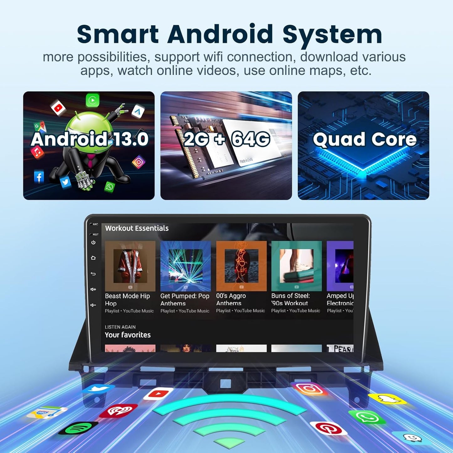 2G+64G Car Stereo Radio for Honda Accord, 2008-2013 with Wireless Carplay Android Auto, 10.1 inch Touch Screen