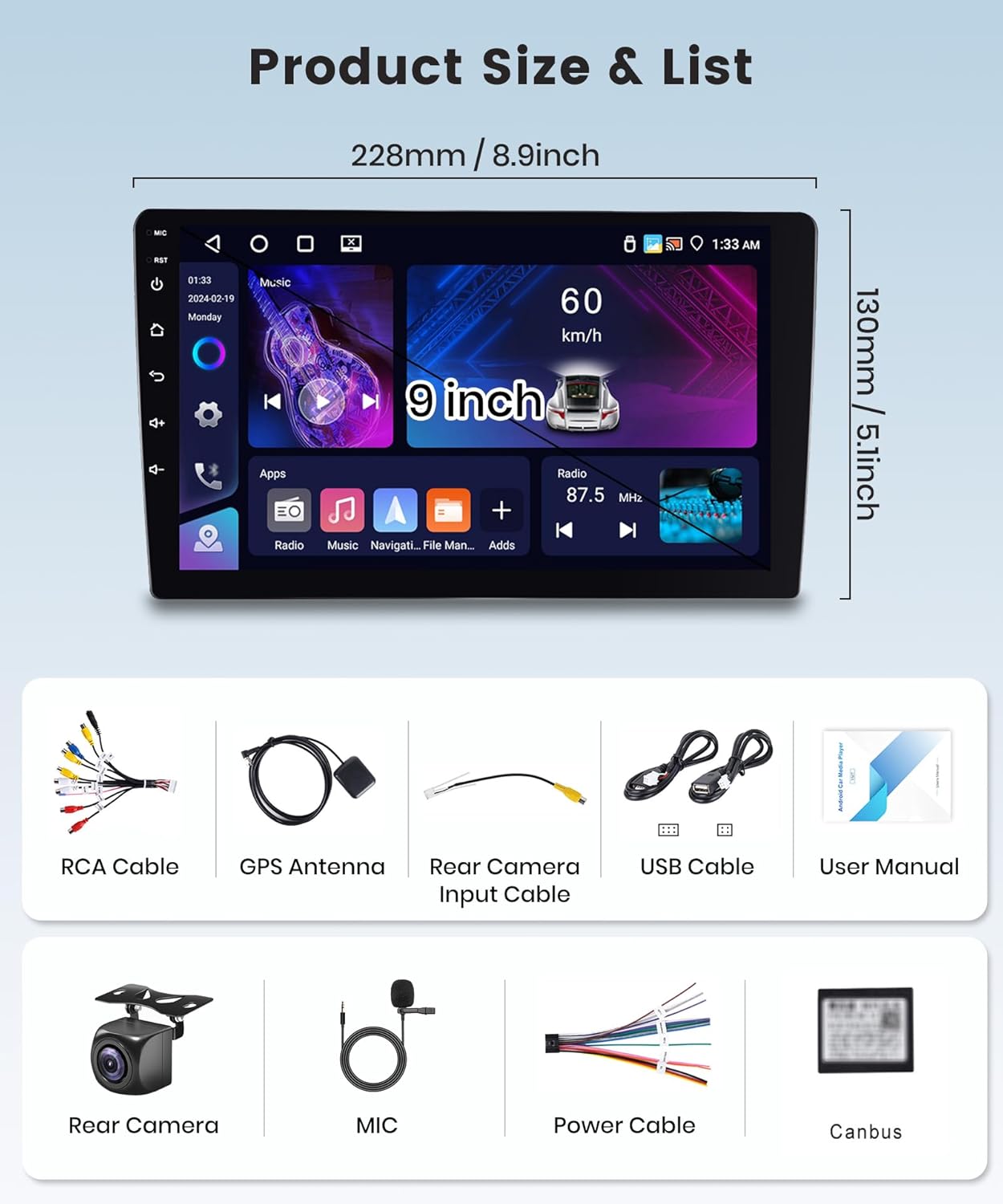 4G+64G Car Radio Stereo for Ford Fusion 2013-2019 for Ford Mondeo, Android 13 9 Inch Wireless Carplay/Android