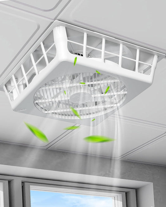 Drop Ceiling Tile Fan, Flush Mount Ceiling Fan, Ultra Quiet DC Motor, 15 Wind Speed Ventilation, 23.7 inch