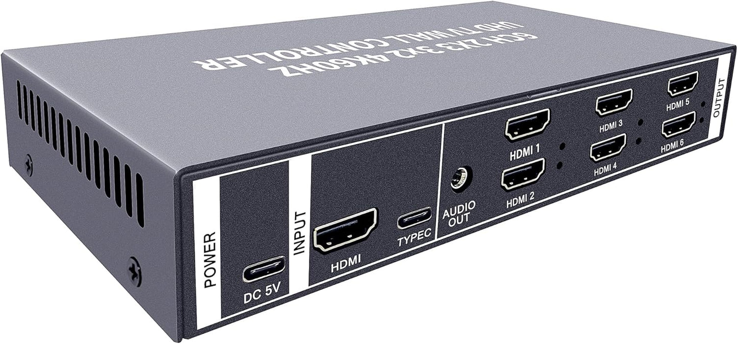 4K60 Video Wall Controller 2X3 3X2 UHD TV Wall Controller 2X2 1X5 5X1 1X6 6X1 Support HDMI USB-C 4K60