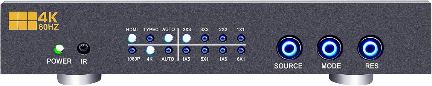 4K60 Video Wall Controller 2X3 3X2 UHD TV Wall Controller 2X2 1X5 5X1 1X6 6X1 Support HDMI USB-C 4K60