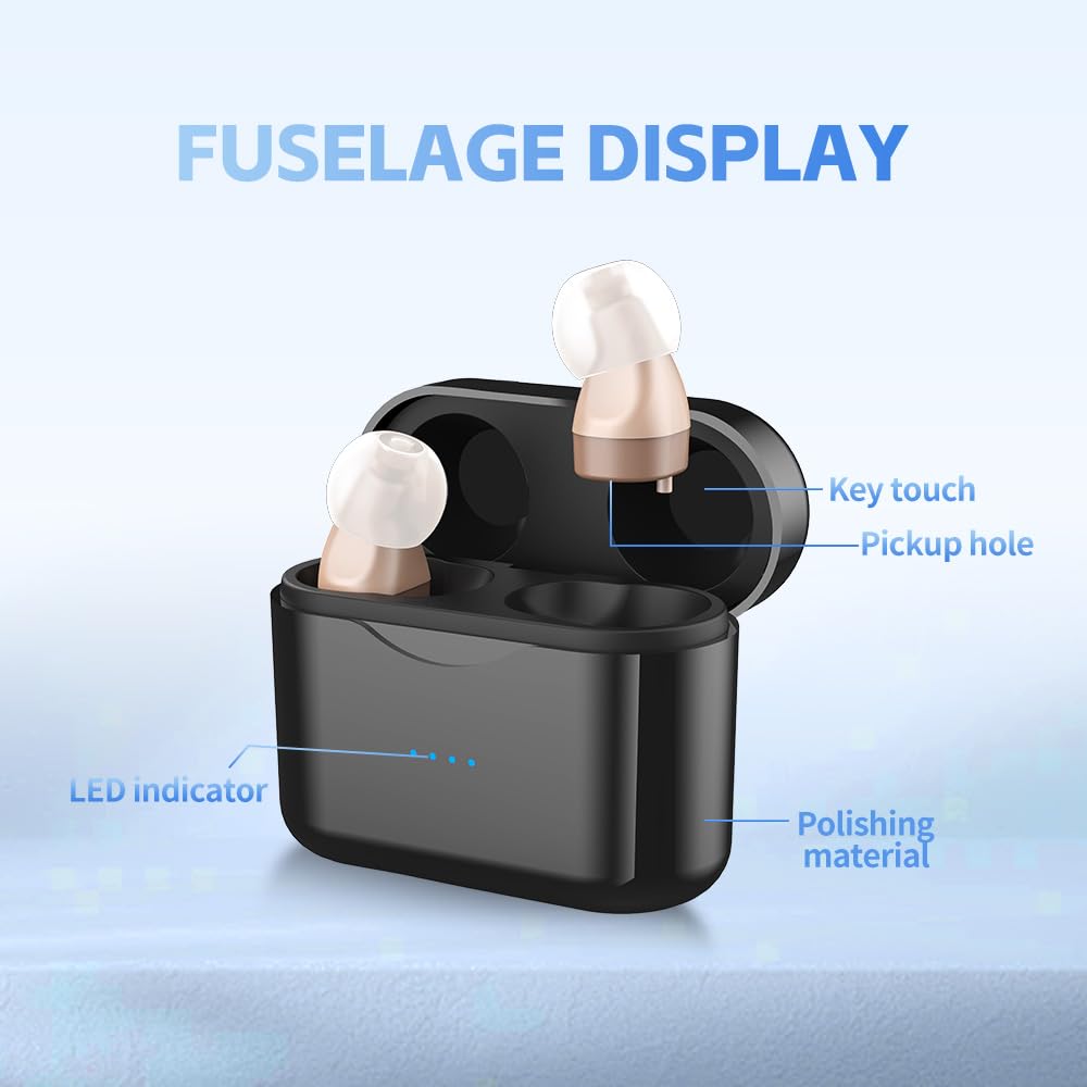 Small Hearing Aids Mini, 16 Channel Invisible with Charging Box, Intelligent Noise Reduction, Hearing Assist