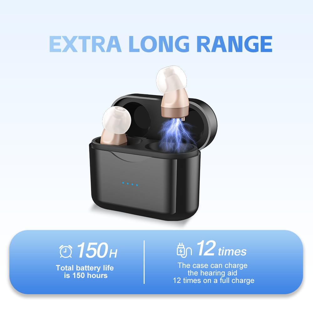 Small Hearing Aids Mini, 16 Channel Invisible with Charging Box, Intelligent Noise Reduction, Hearing Assist