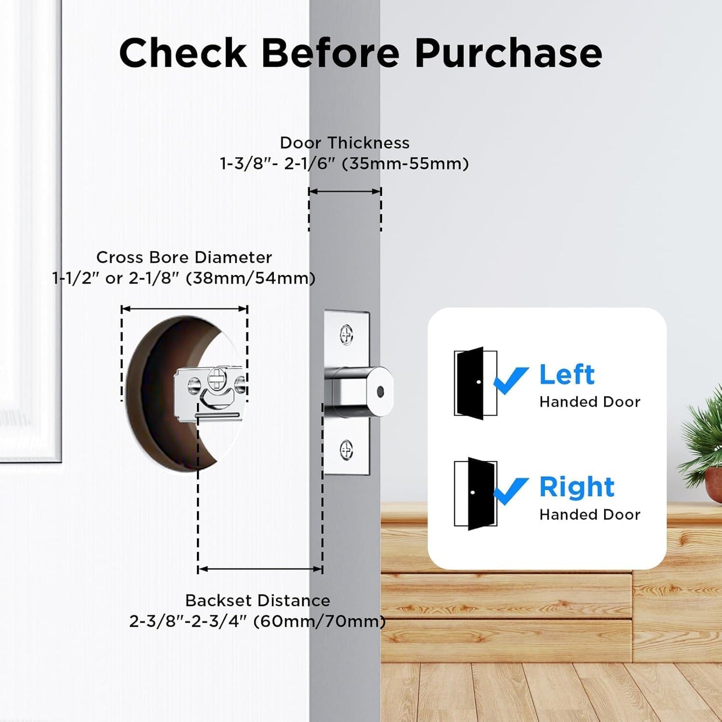 Smart Lock D1 Pro, Palm Vein Recognition Door Lock with App Control, Keyless Entry Door Lock
