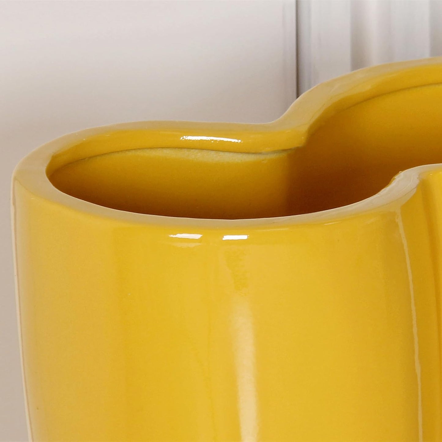 Ceramic Boot Umbrella Stand, Boots Vase, Freestanding Umbrella Bucket, Yellow