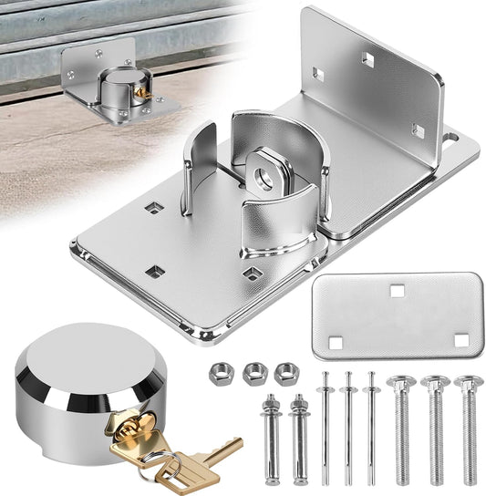 Heavy-Duty Solid Steel Roll-Up Door Lock, High-Security Hidden Shackle Padlock Set, Comes with 2 Keys