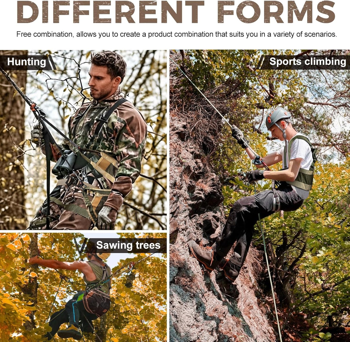 Tree Saddle Hunting Kit, Lightweight Tree Climbing Saddle Adjustable  Accessory with removable Padding