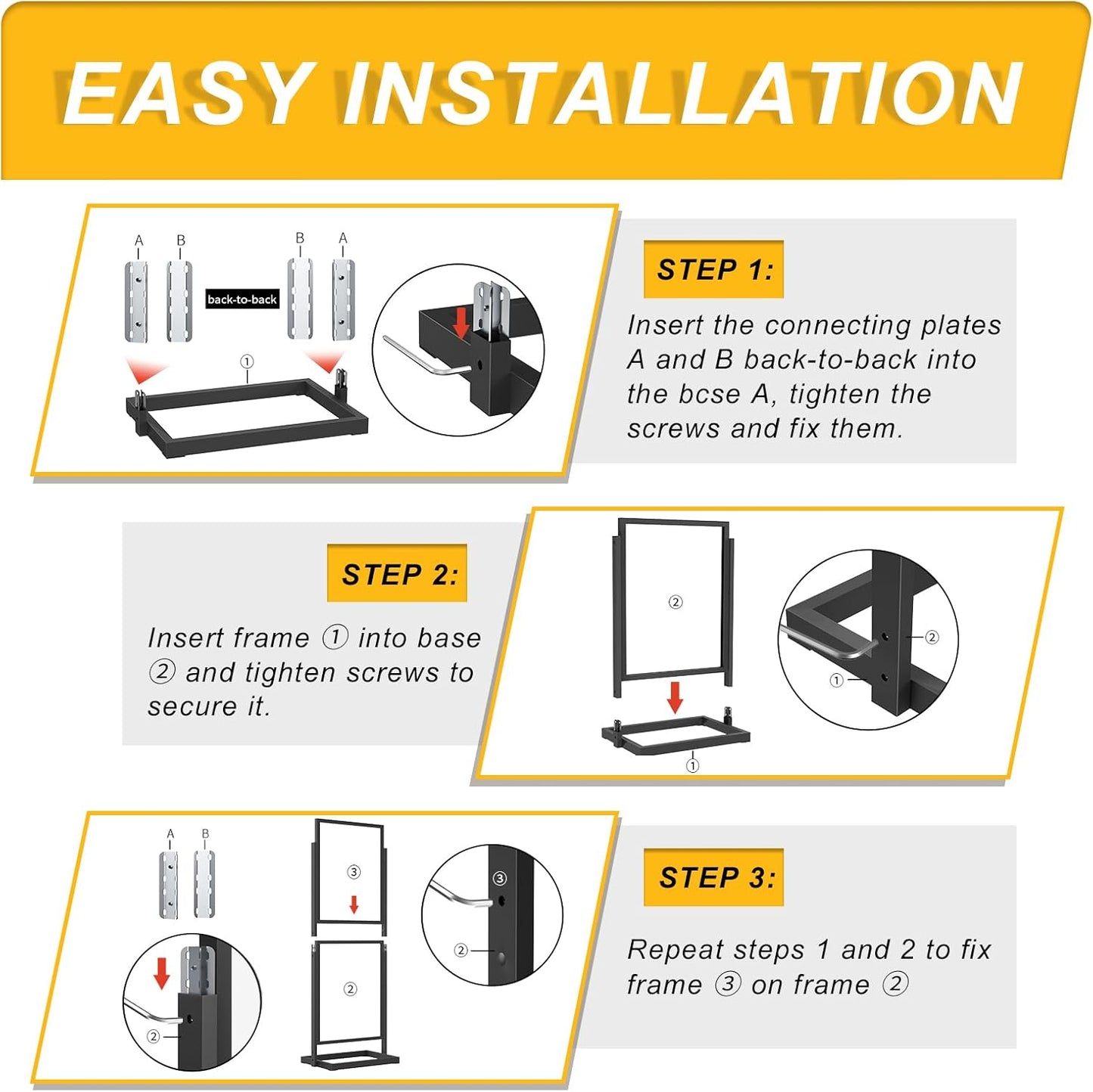 Sign Holder Floor Stand, Heavy Duty Metal Floor Standing Display, Double Sided Poster Stand 22' x 28'
