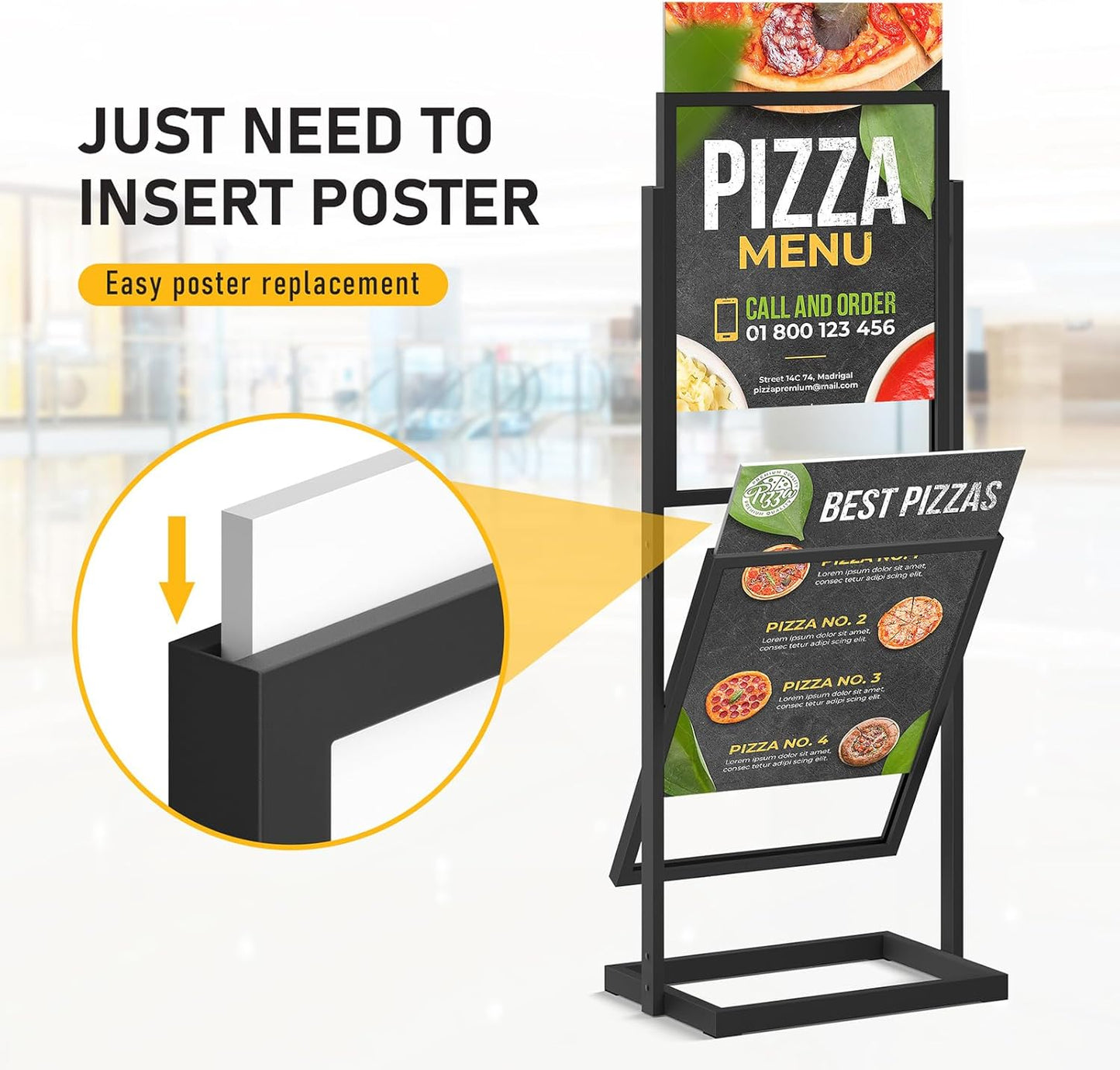Sign Holder Floor Stand, Heavy Duty Metal Floor Standing Display, Double Sided Poster Stand 22' x 28'