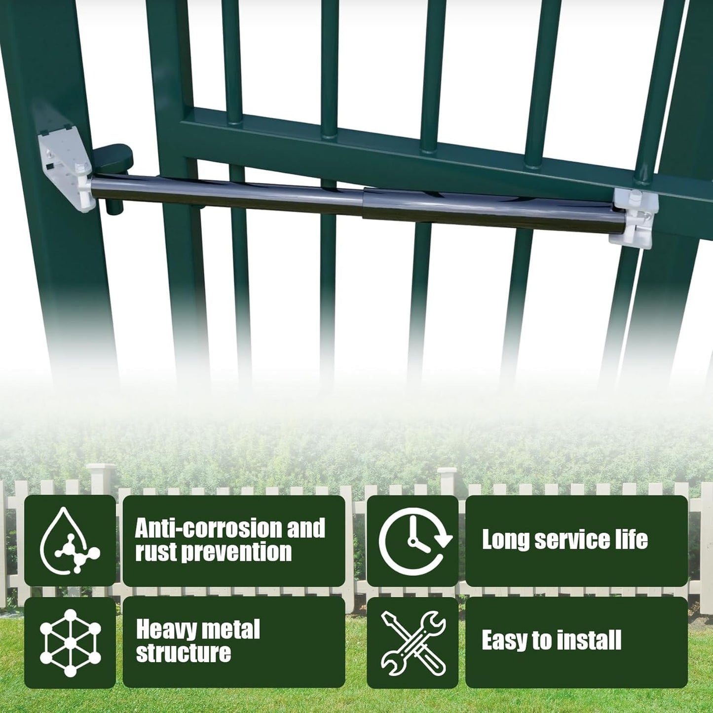 TB200B Hydraulic Heavy Duty Gate Closer for Outdoor Gate 50 to 140 Pounds in Weight, 40 to 64 in Width