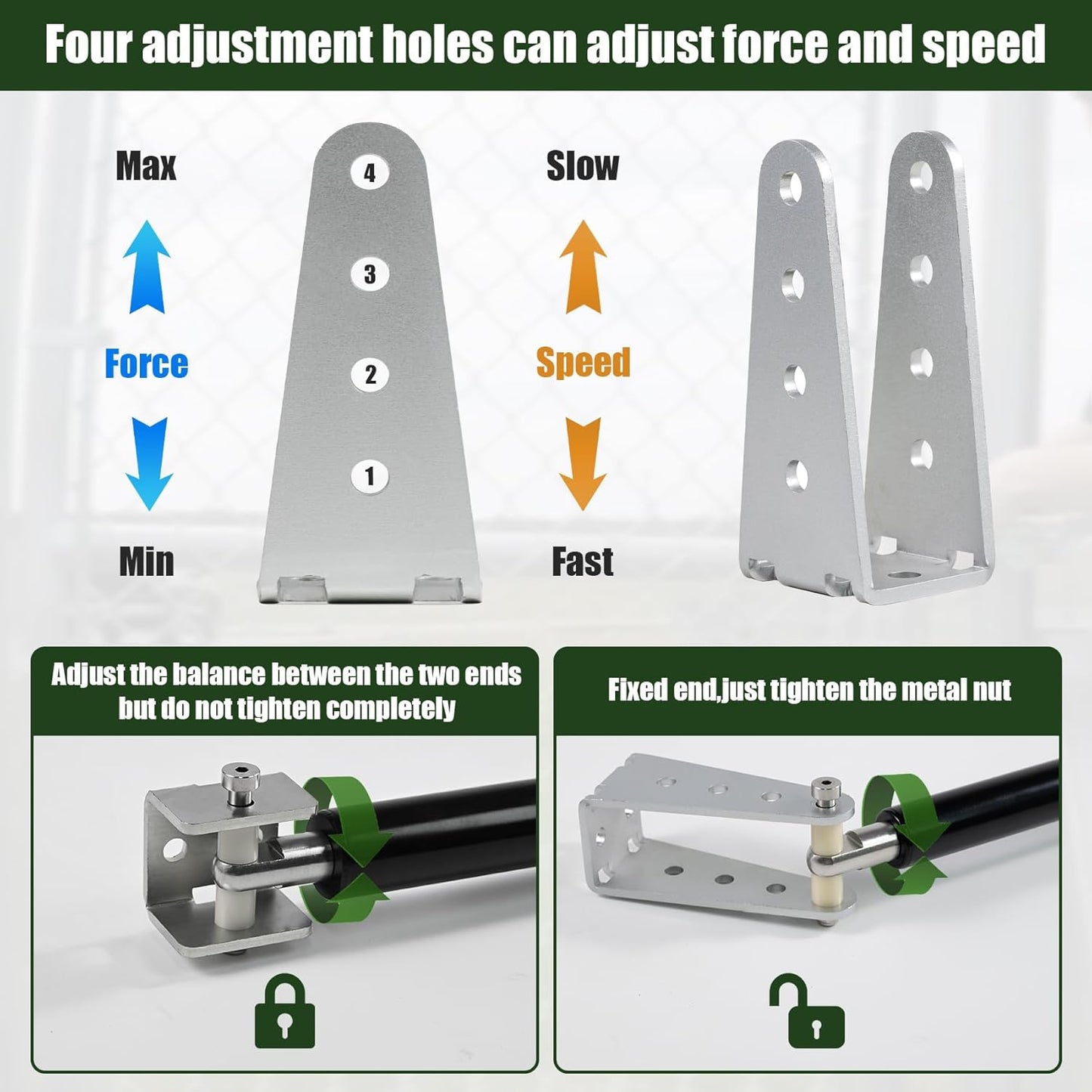 TB200B Hydraulic Heavy Duty Gate Closer for Outdoor Gate 50 to 140 Pounds in Weight, 40 to 64 in Width