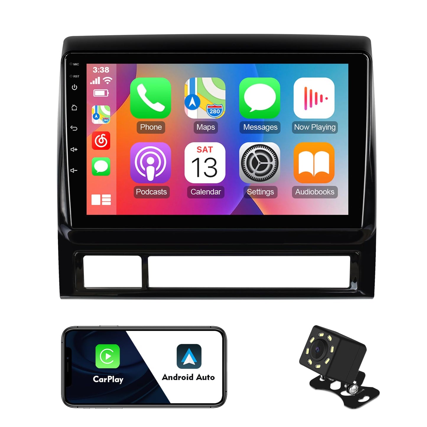 2+32G 9 inches Android 10 Double Din Car Stereo for Toyota Tacoma 2005-2013 IPS Touchscreen Screen Car Radio with Carplay & Android Auto Support Backup Camera GPS FM Navi BT