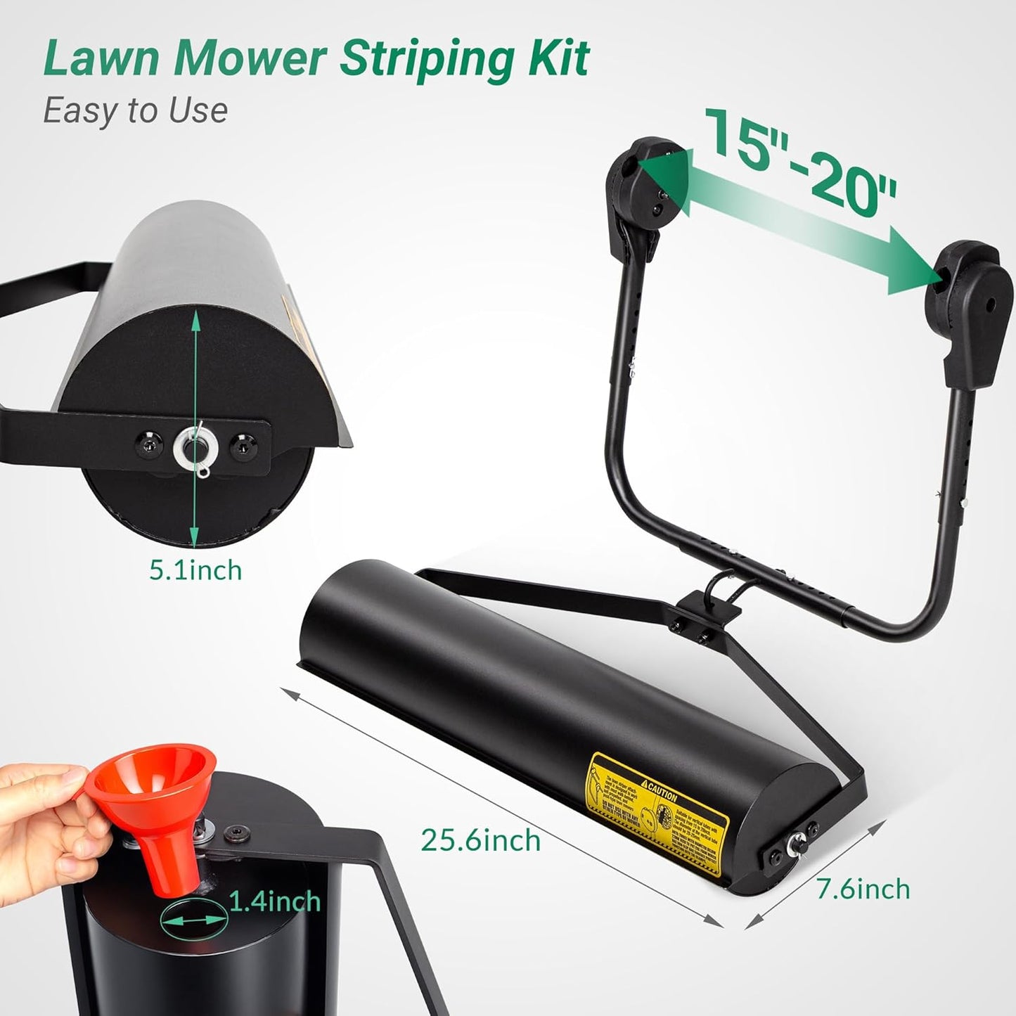 Lawn Striping Kit for Push Mowers, Heavy-Duty Stainless Steel Roller, Universal with Large Easy-Fill Sand Port