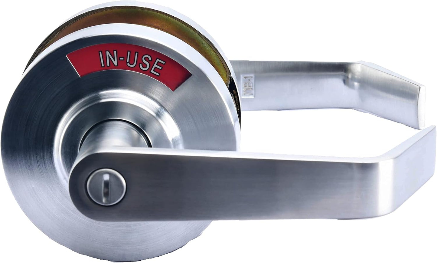 Medium/Heavy Duty Designer Commercial Lever Door Lock, (Bathroom Privacy w/Indicator, Satin Chrome)