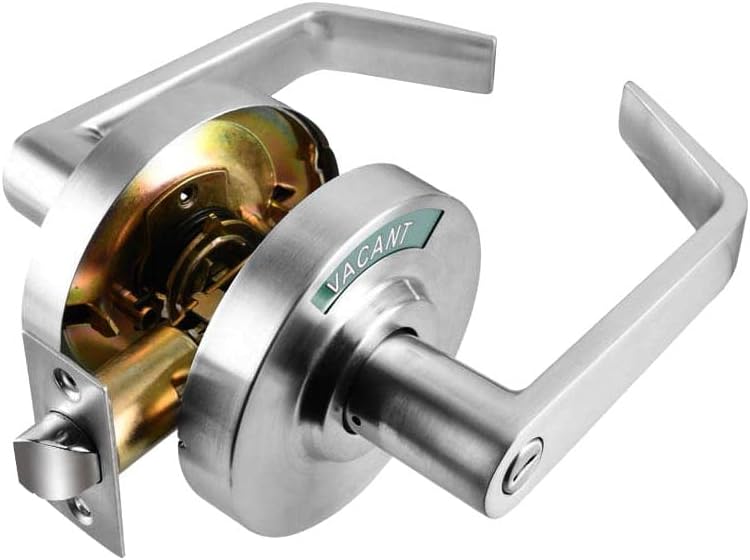 Medium/Heavy Duty Designer Commercial Lever Door Lock, (Bathroom Privacy w/Indicator, Satin Chrome)
