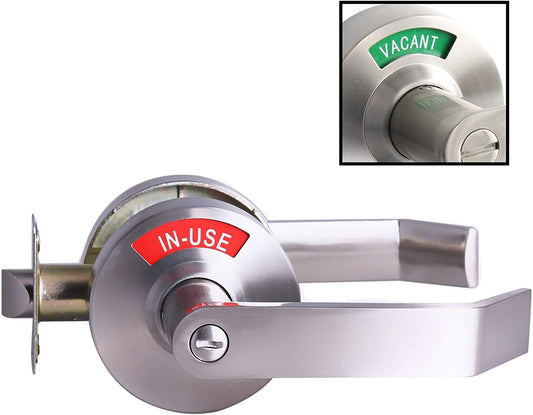 Medium/Heavy Duty Designer Commercial Lever Door Lock, (Bathroom Privacy w/Indicator, Satin Chrome)