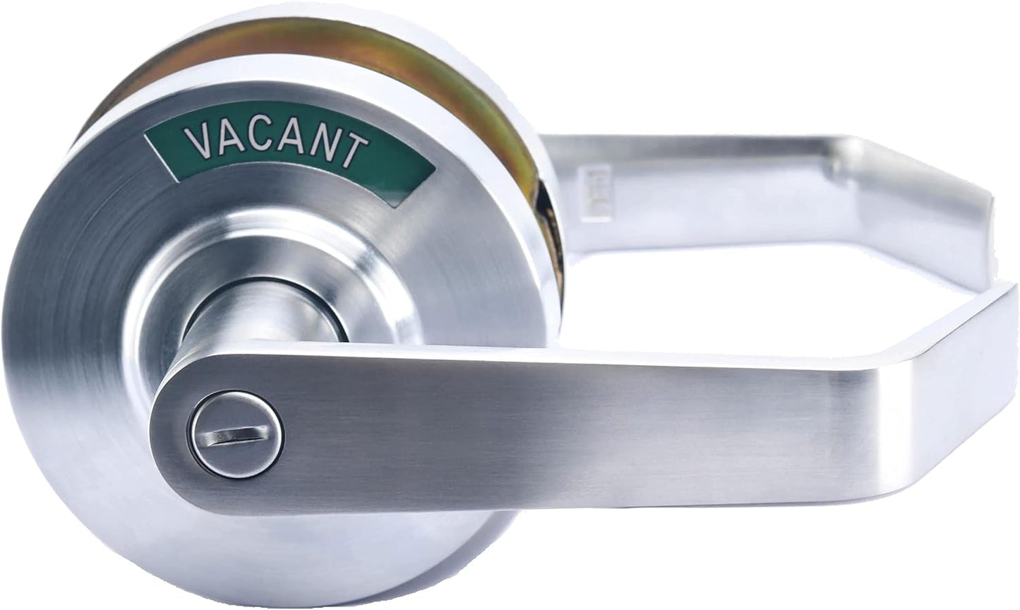 Medium/Heavy Duty Designer Commercial Lever Door Lock, (Bathroom Privacy w/Indicator, Satin Chrome)