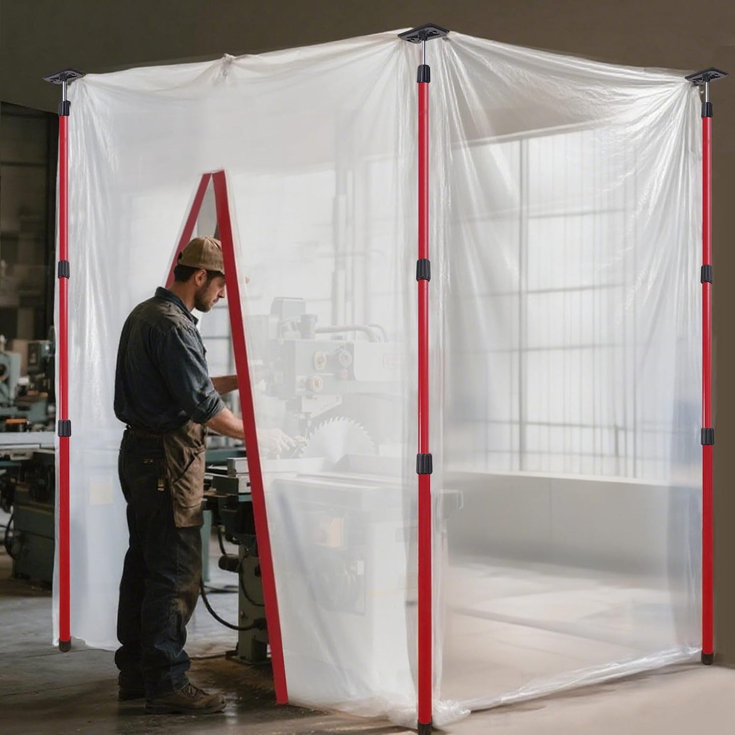 Dust Barrier Zipper Door Kit,10FT, with 32.8x14.7FT Plastic Sheeting, 2 Heavy-Duty Zippers, Dust Barrier