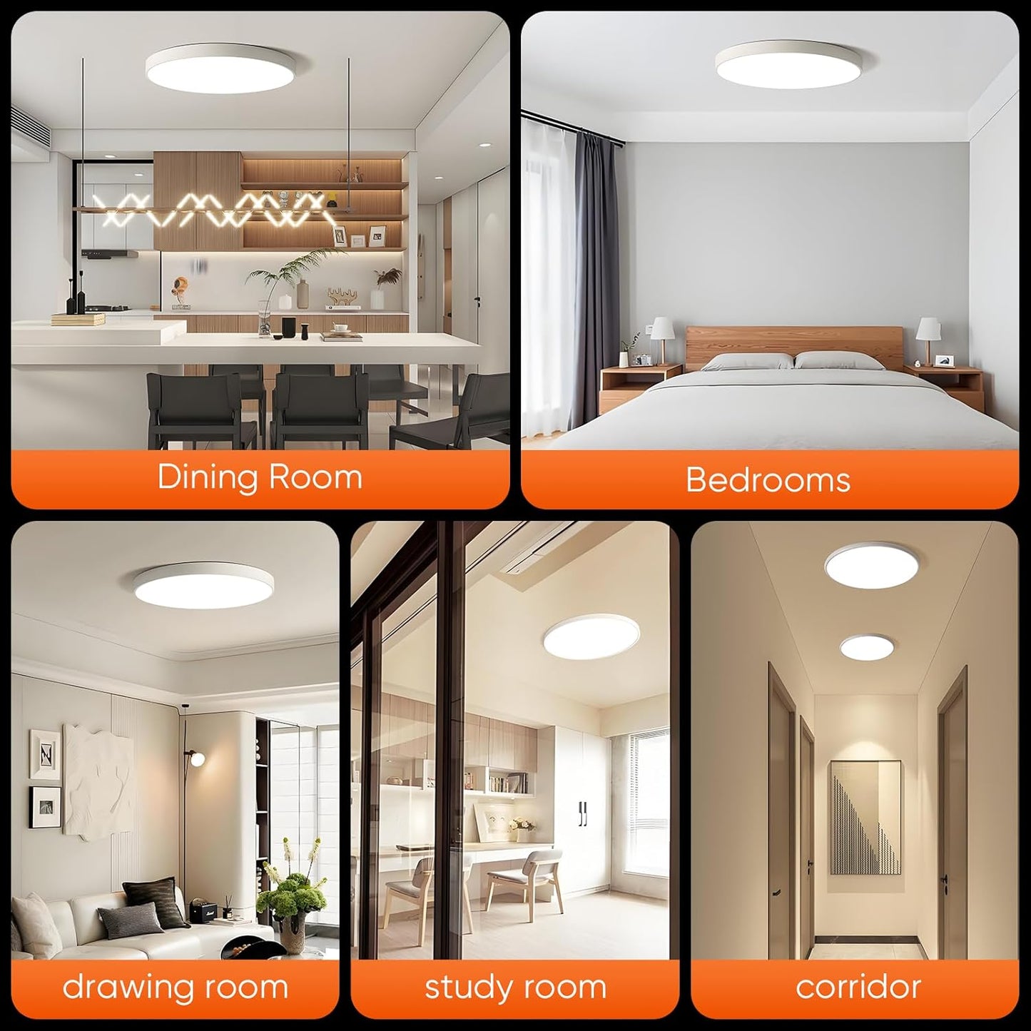 LED Ceiling Light 2 Pack 20 Inch Round with Dimming, 3 CCT Options, 40W Super Slim Flush Mount Panel