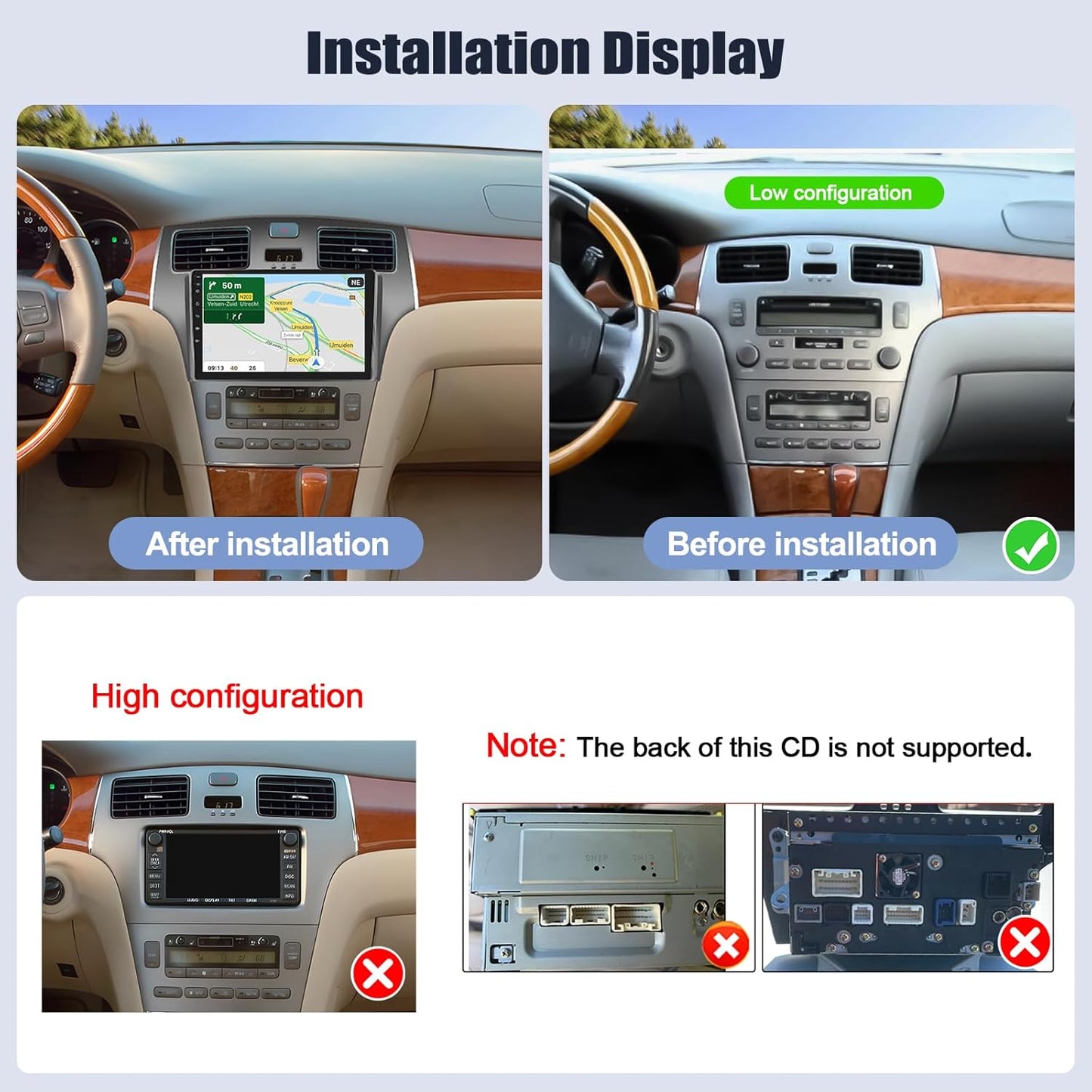 Android Car Stereo for Lexus ES250 ES300 ES330 2001-2006 with Carplay Android Auto 9 inch Touchscreen