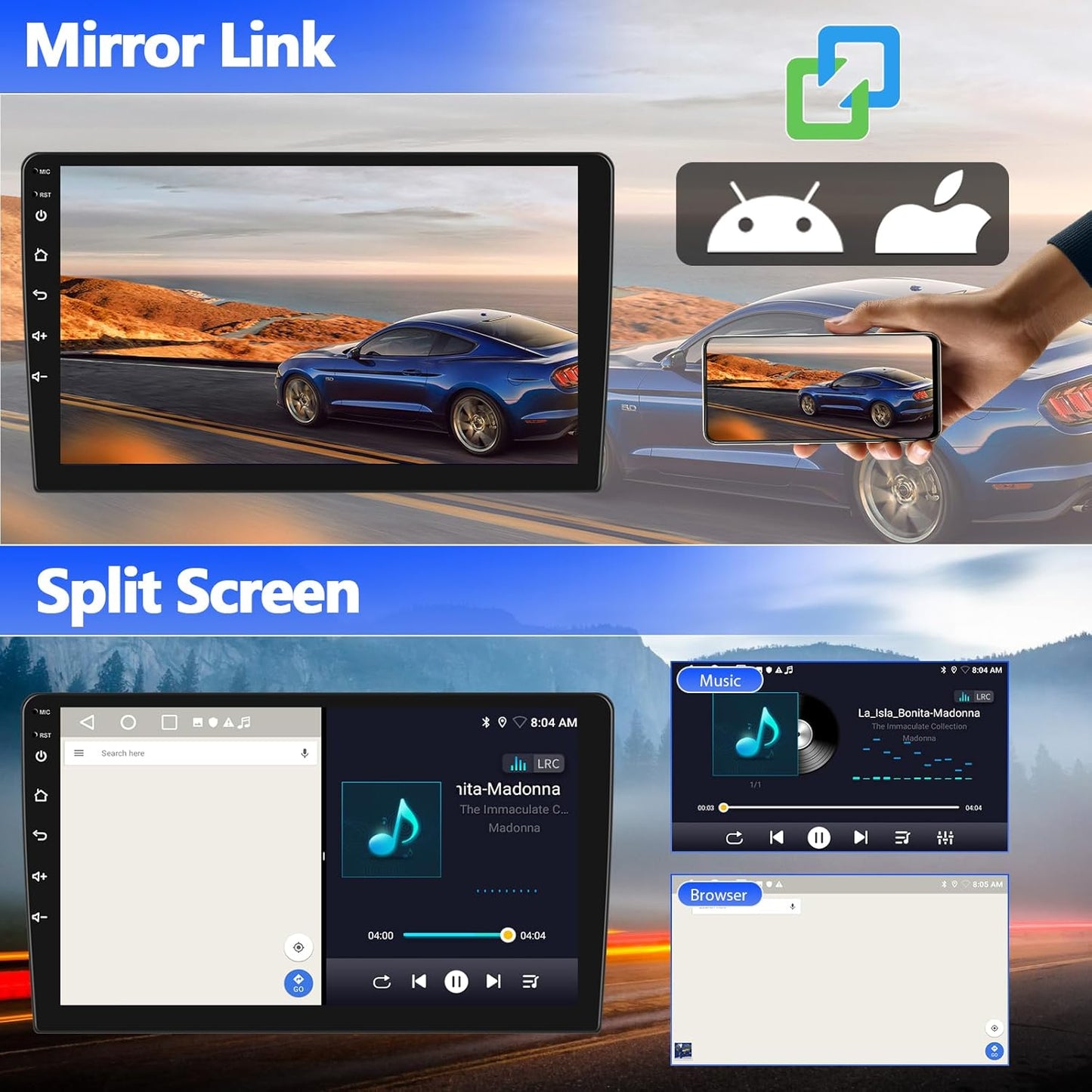 Android Car Stereo for Lexus ES250 ES300 ES330 2001-2006 with Carplay Android Auto 9 inch Touchscreen