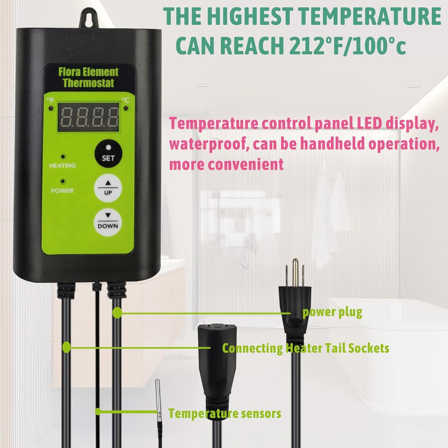 Fully Submersible, 1800W Titanium Portable Electric Inflatable and Hot Tub immersion Water Heater