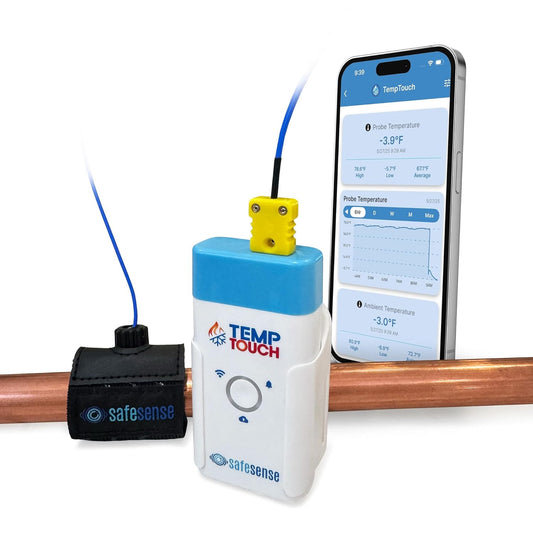 SafeSense Temp Touch WiFi Pipe Temperature and Humidity Sensor, Smart Thermometer for Plumbing, HVAC