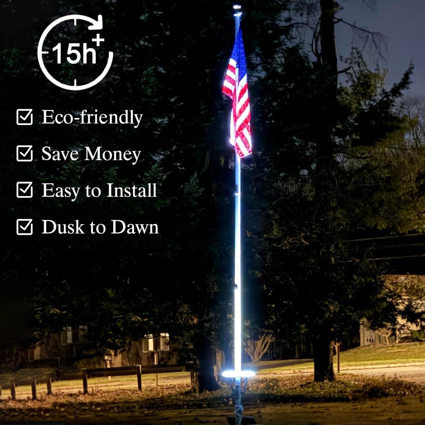 Solar Flag Pole Light, 5090 Lumens Flag Pole Light Solar Powered, 32 LED Flag Light, IP65 Waterproof