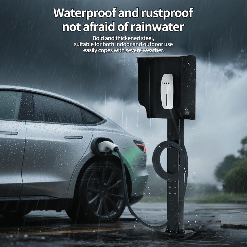 Vertical EV Charger Protection Box, 55-Inch Height, Heavy-Duty Steel Construction, Weatherproof