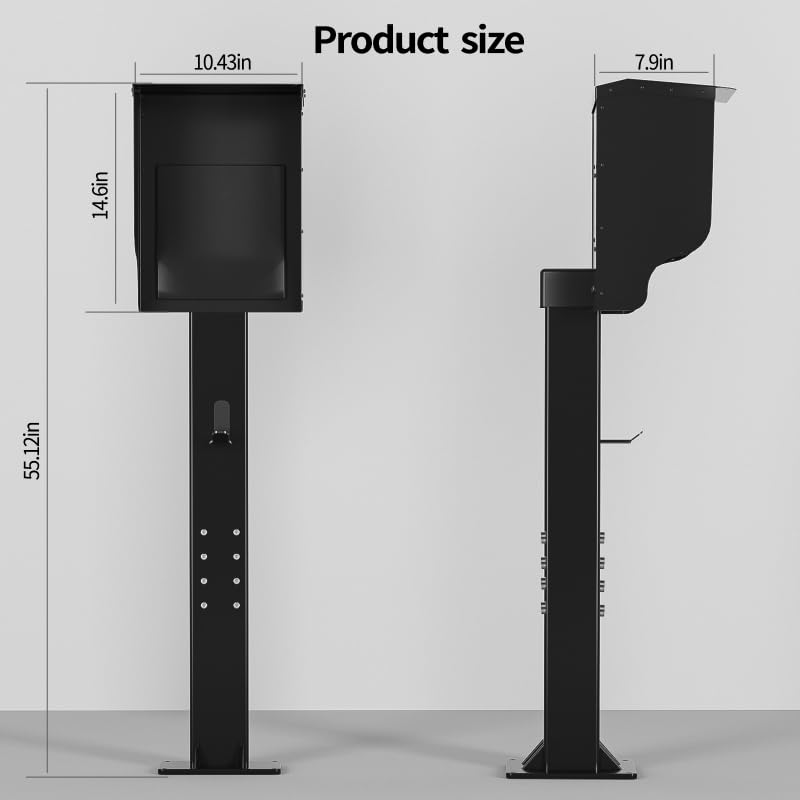 Vertical EV Charger Protection Box, 55-Inch Height, Heavy-Duty Steel Construction, Weatherproof