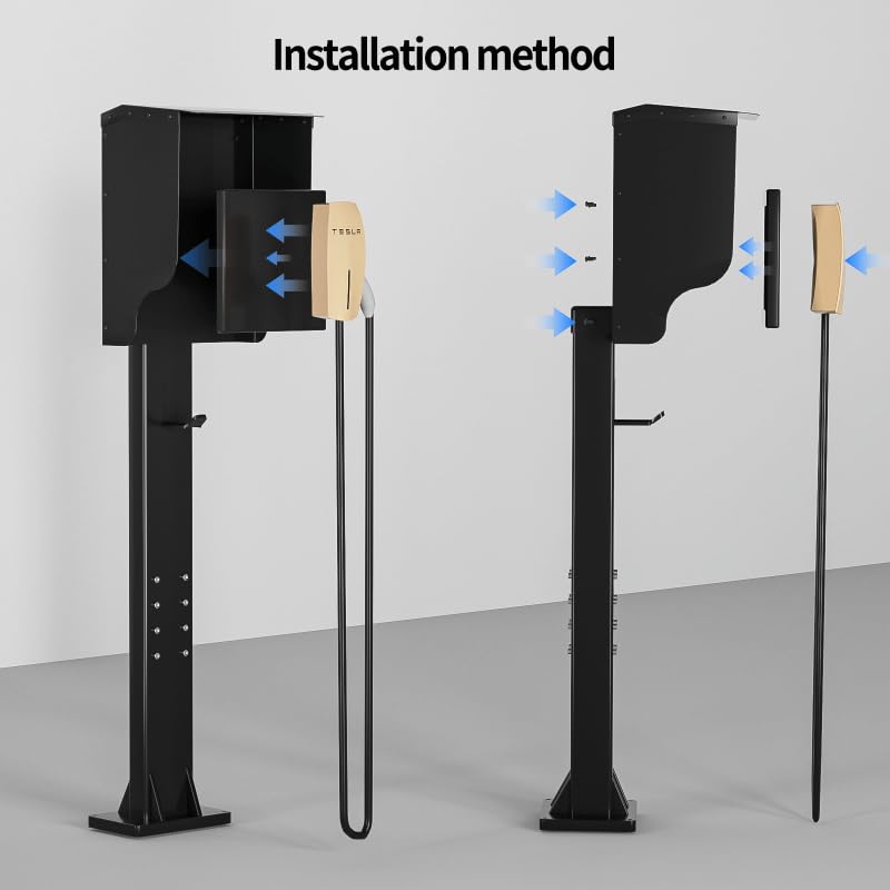 Vertical EV Charger Protection Box, 55-Inch Height, Heavy-Duty Steel Construction, Weatherproof