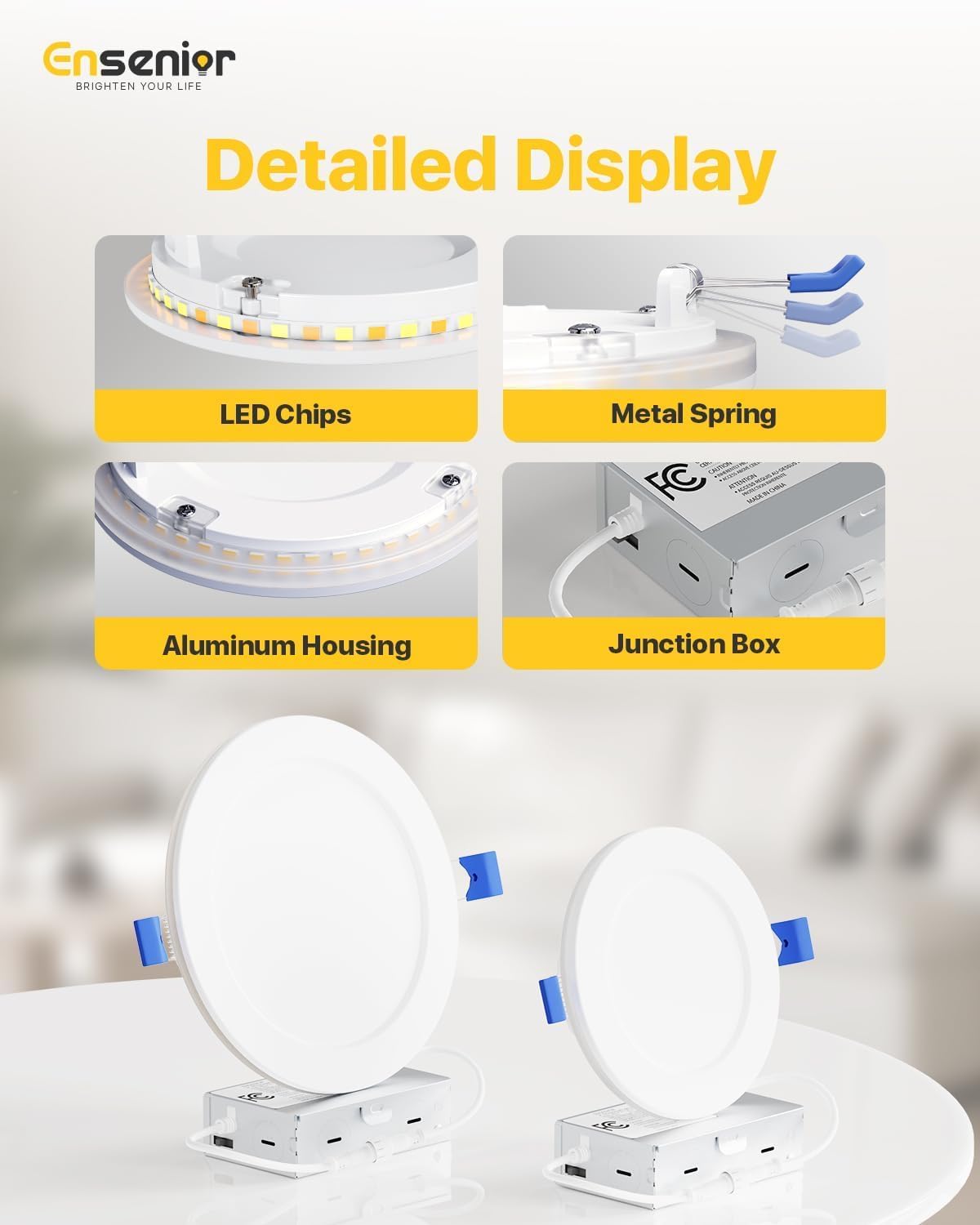 6 Inch LED Recessed Ceiling Light with Night Light, 20 Pack Dimmable 5%-100%, 2700K-5000K 5CCT