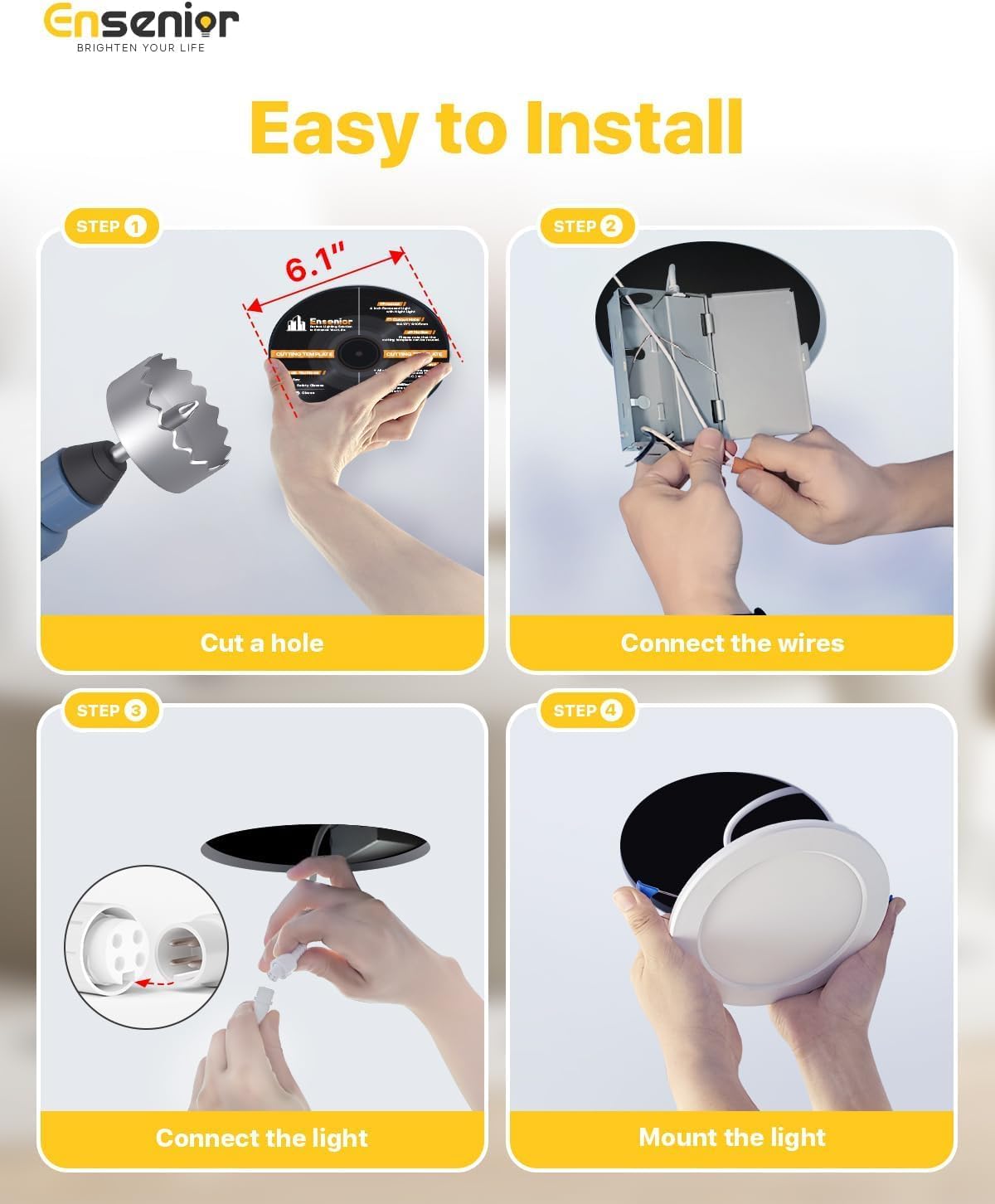 6 Inch LED Recessed Ceiling Light with Night Light, 20 Pack Dimmable 5%-100%, 2700K-5000K 5CCT