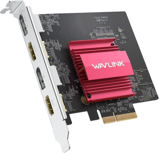 WAVLINK PCIE 8K/4K Monitor Card, 2DP+2HDMI Ports, Supports Extend 4 Monitors Output for Windows 11/10