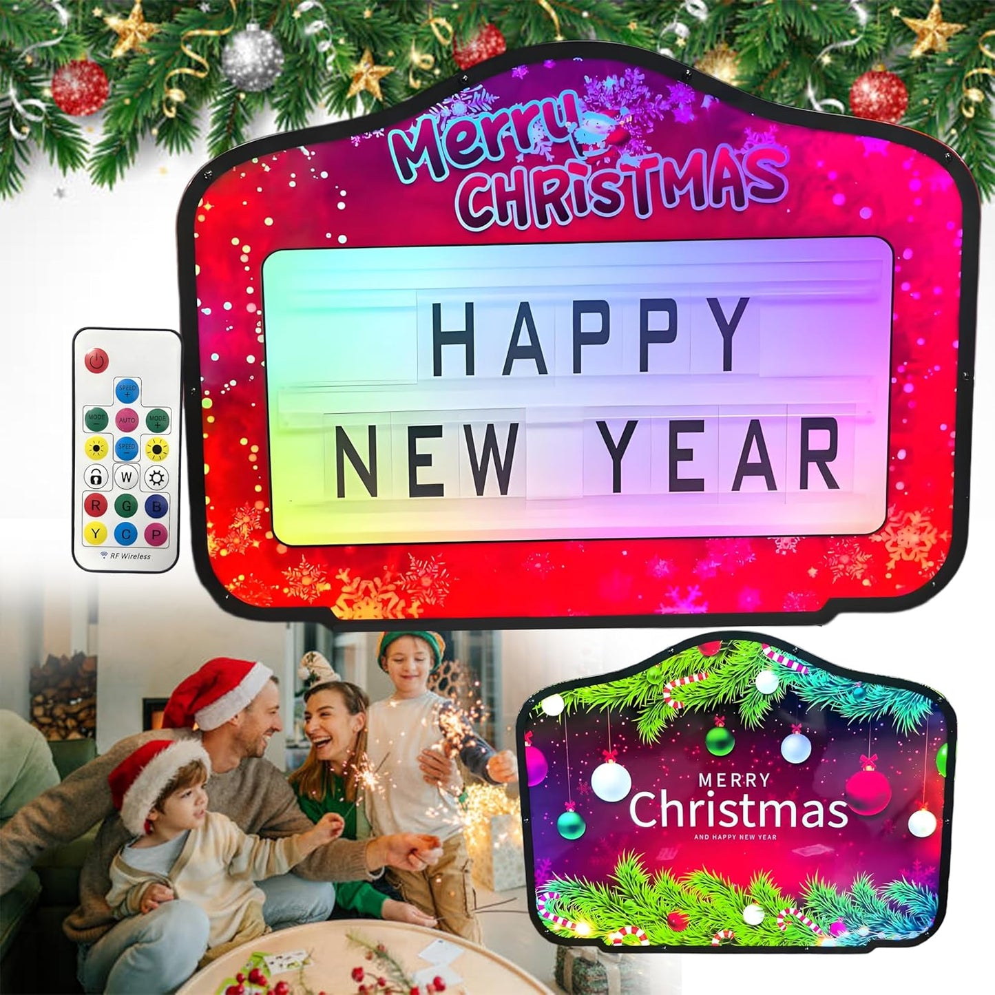 Bottle Service Sign for Christmas, Cinema Light Box with 4 Letter Kits and a Number Kit