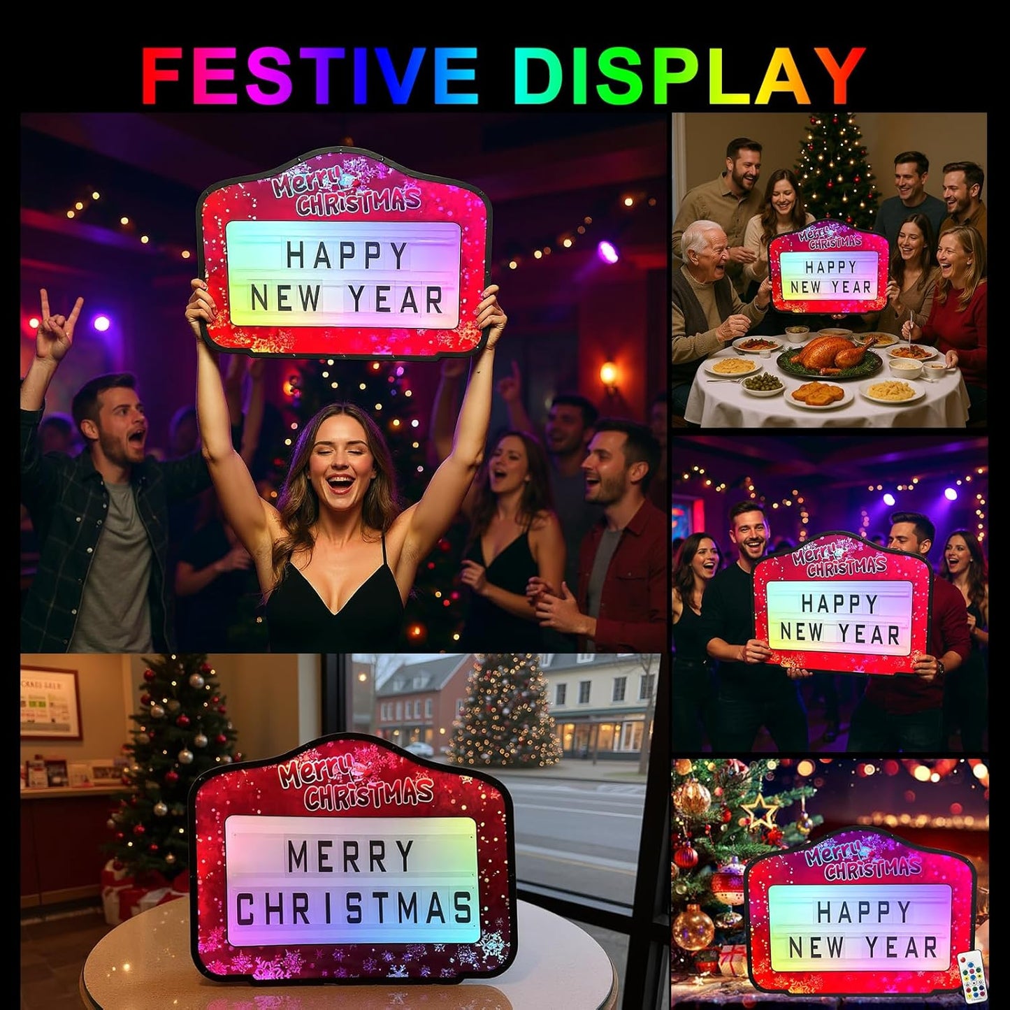 Bottle Service Sign for Christmas, Cinema Light Box with 4 Letter Kits and a Number Kit