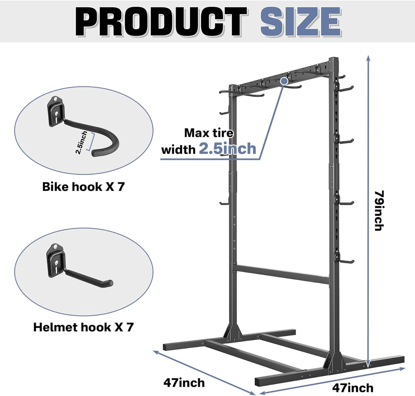 Freestanding Bike Stand for Garage, 7 Bikes Vertical Bike Storage Stand Heavy Duty Bike Floor Stand