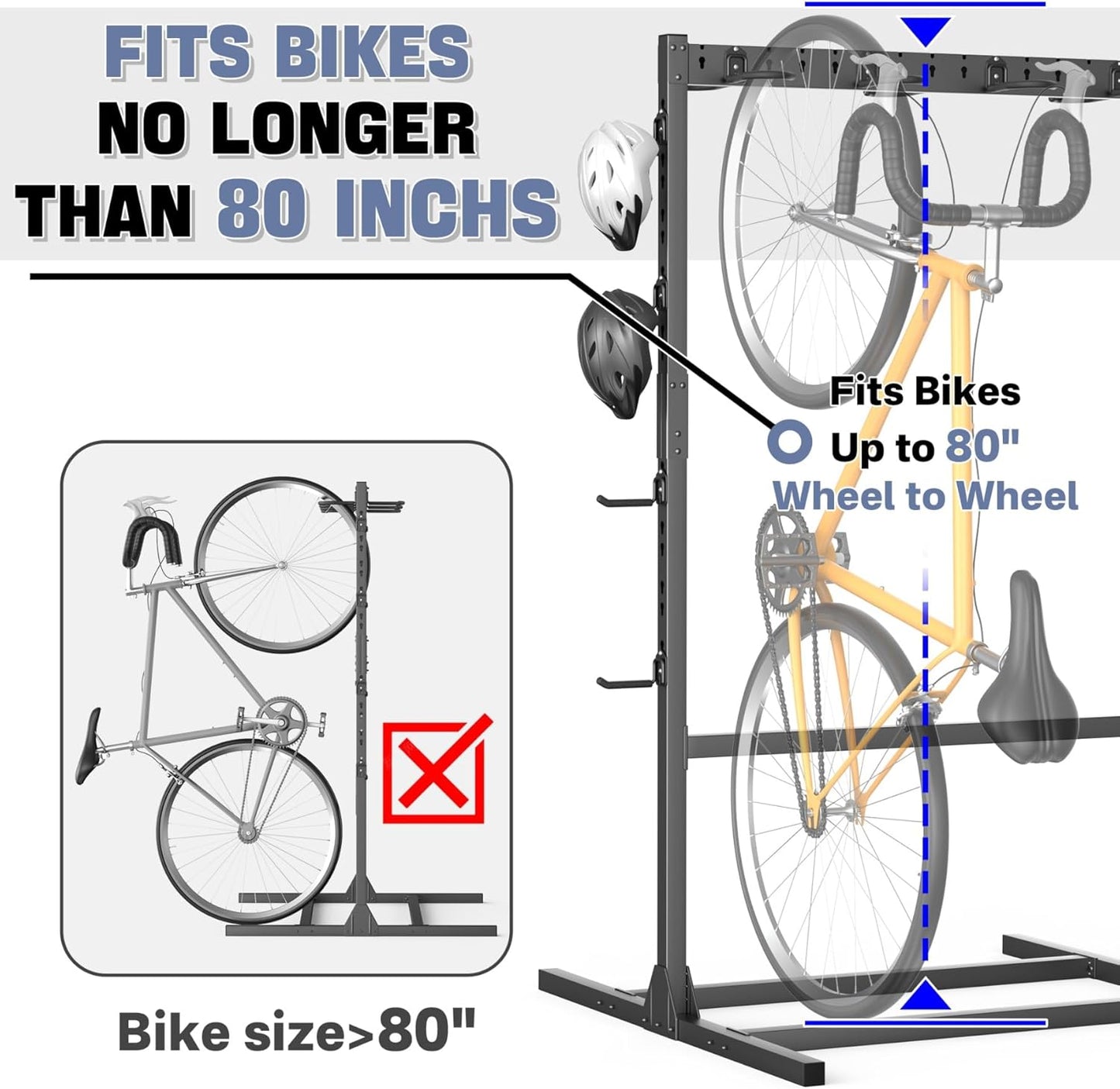 Freestanding Bike Stand for Garage, 7 Bikes Vertical Bike Storage Stand Heavy Duty Bike Floor Stand