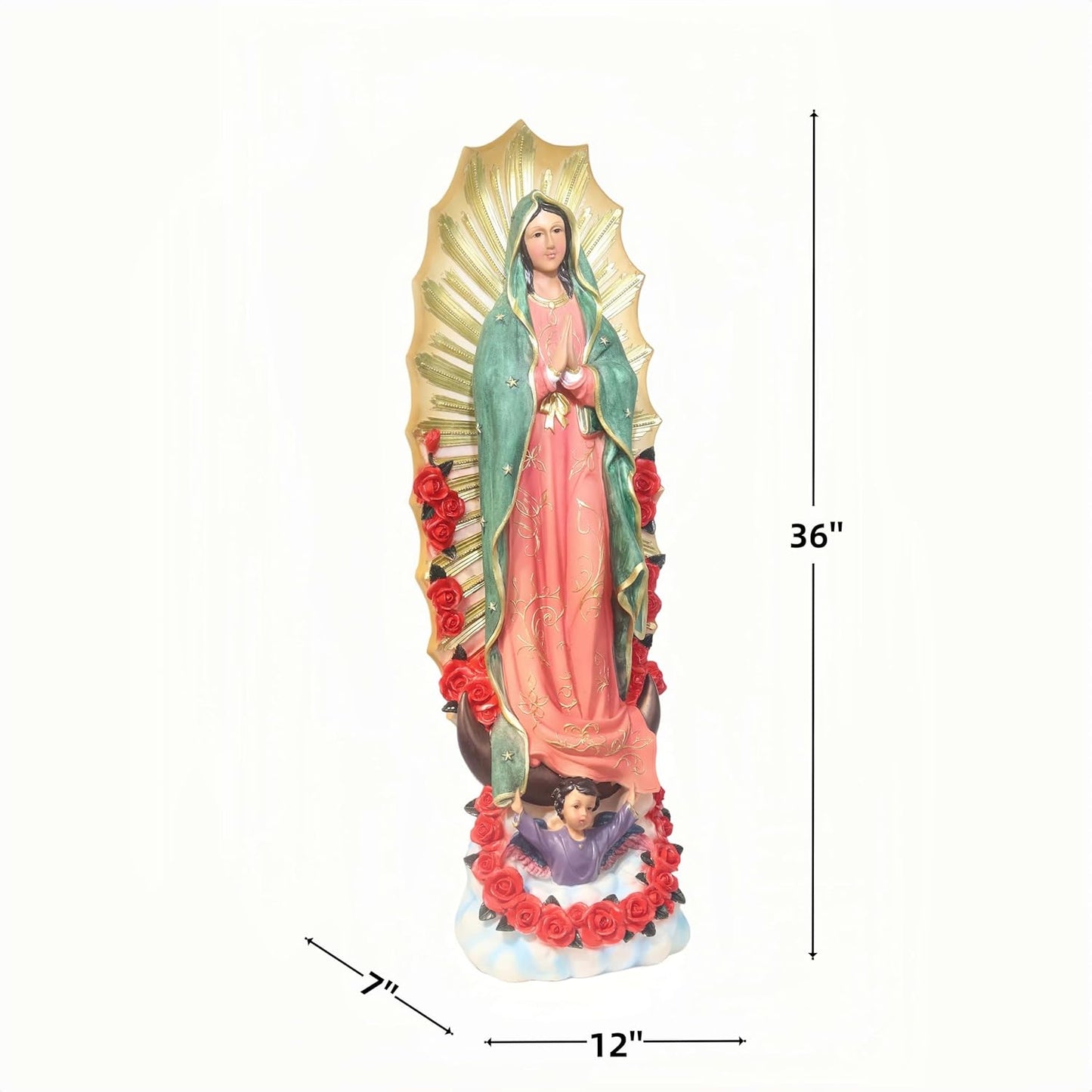 Our Lady of Guadalupe Large 36' High Christian Decor Religious Statue Catholic Gift