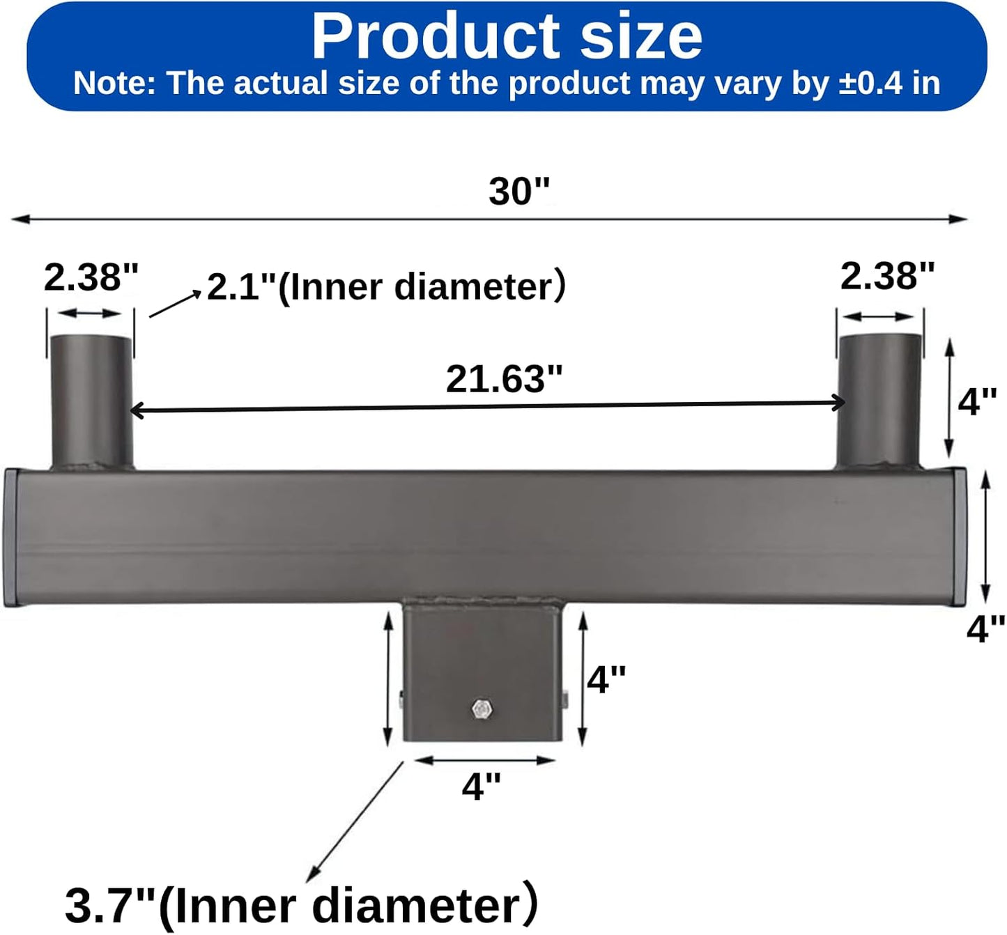 Double Bullhorn Mounting Bracket Tenon, with 2 Tenons 2-3/8' for 4in Square Pole Mounting Arm for Lot Light