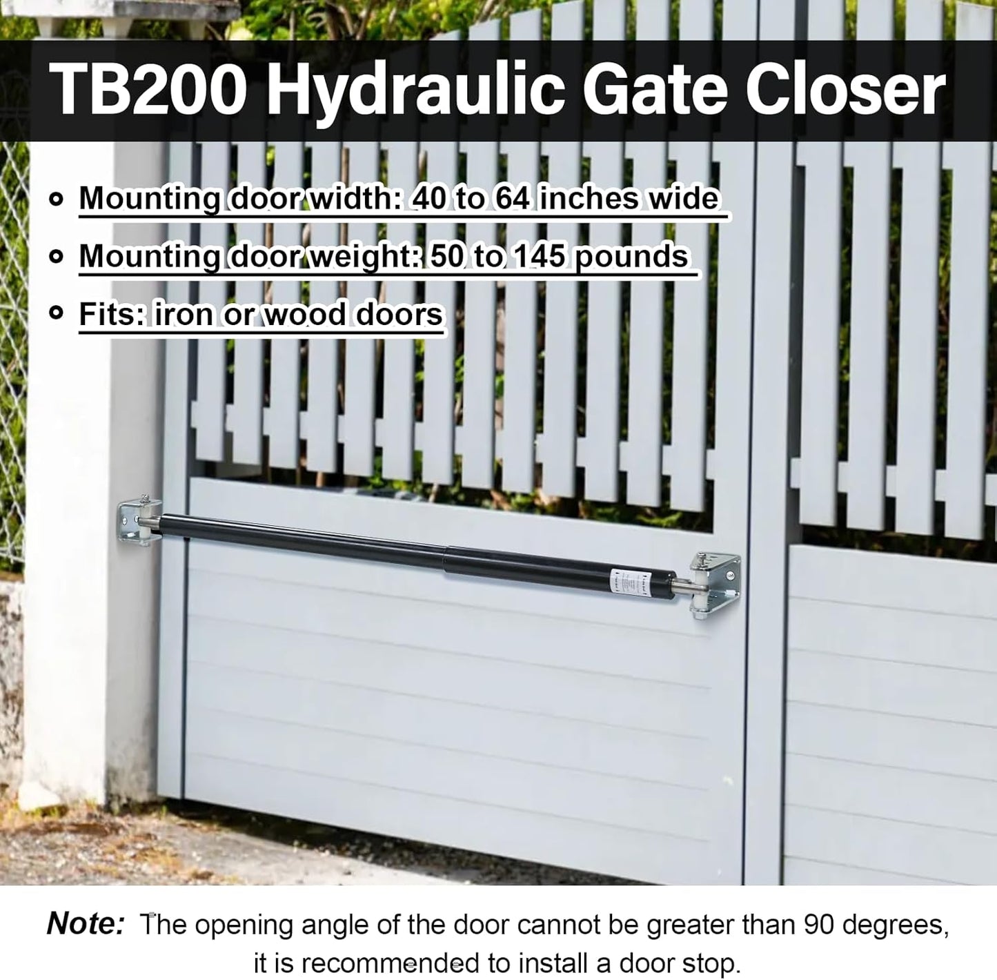 TB200 Hydraulic Outdoor Gate Closer for 50 to 145 lb. Gates